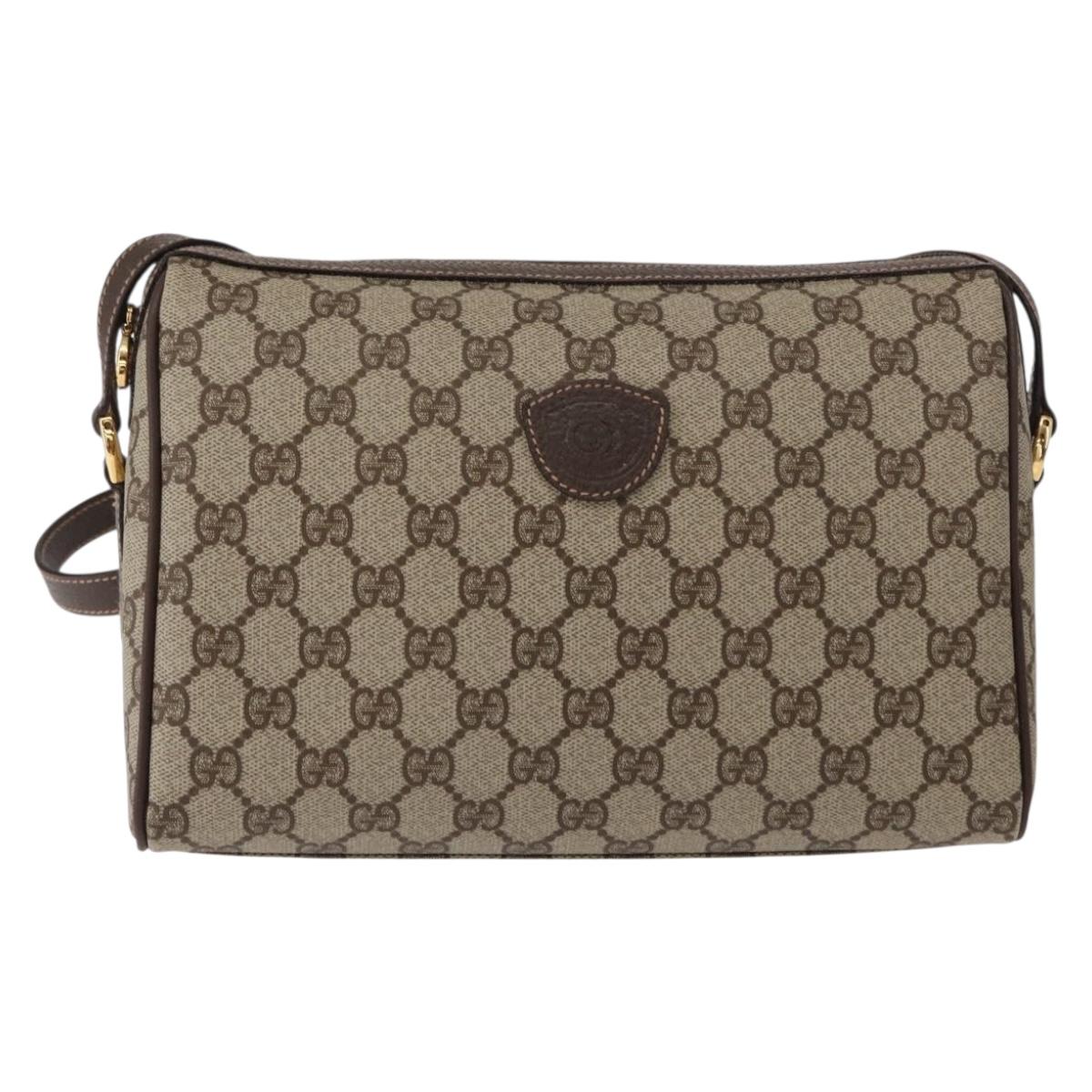 GUCCI GG Supreme Shoulder Bag PVC Beige Gold 001 115 6595 Auth 153003