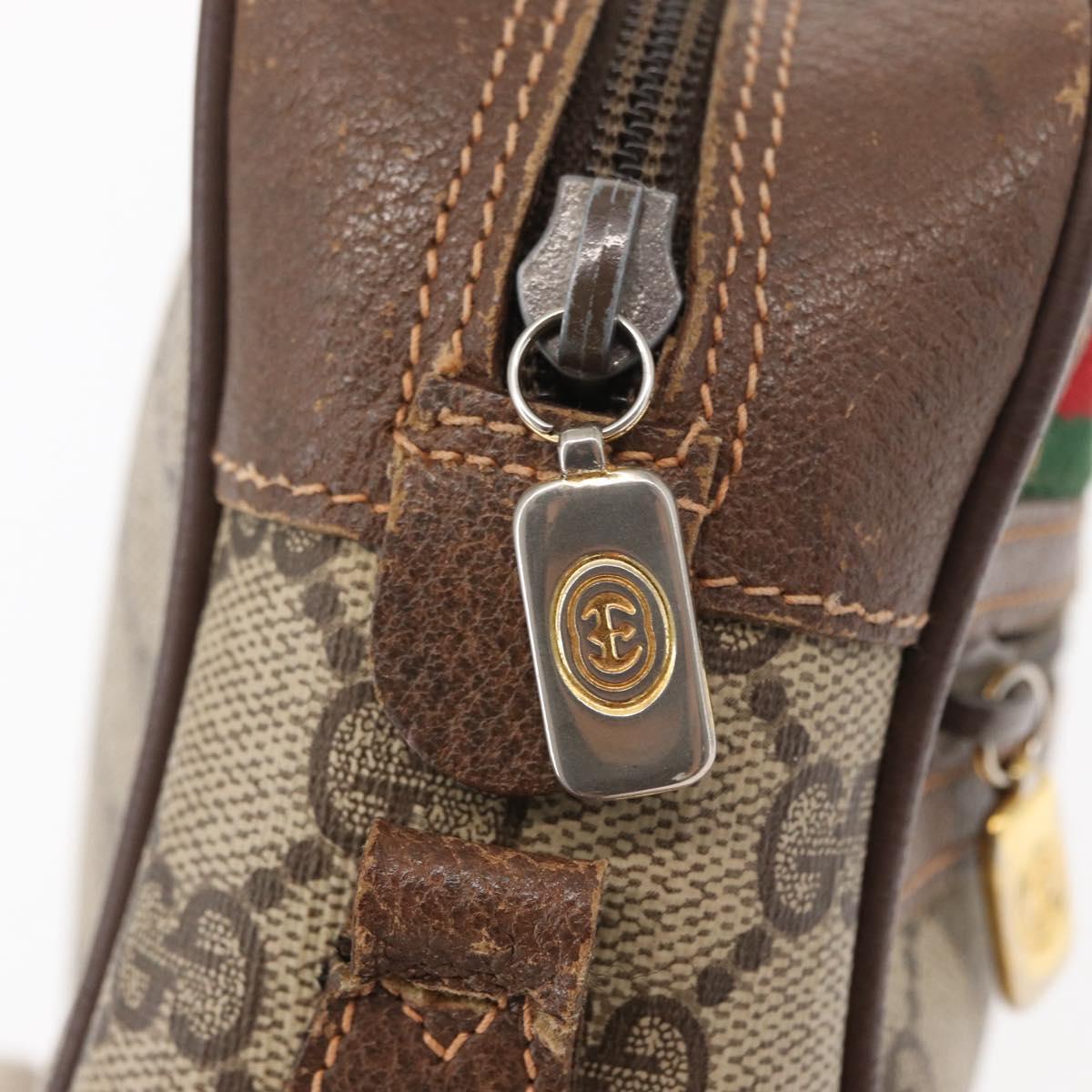 GUCCI GG Supreme Web Sherry Line Shoulder Bag PVC Beige 56 02 087 Auth 153005