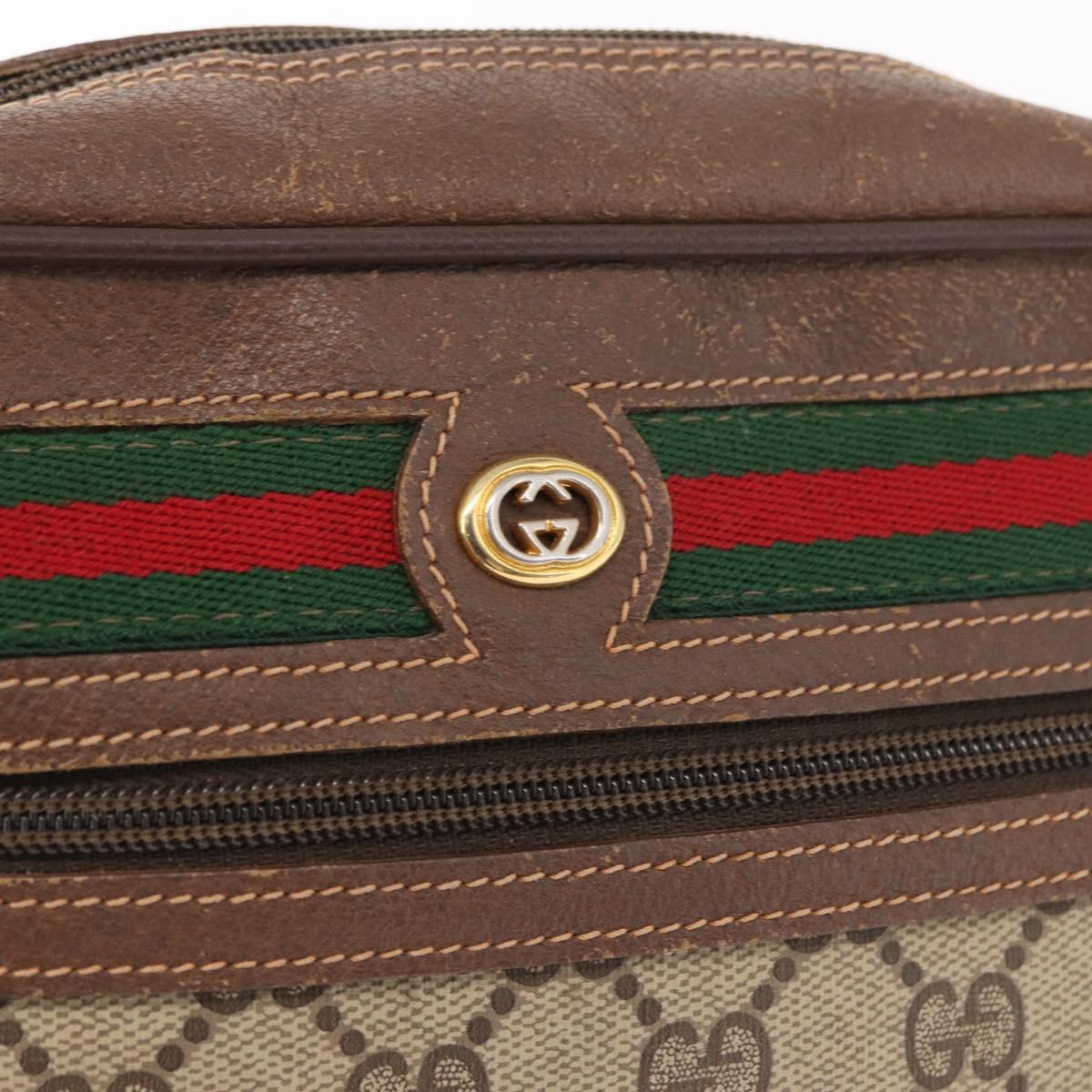 GUCCI GG Supreme Web Sherry Line Shoulder Bag PVC Beige 56 02 087 Auth 153005