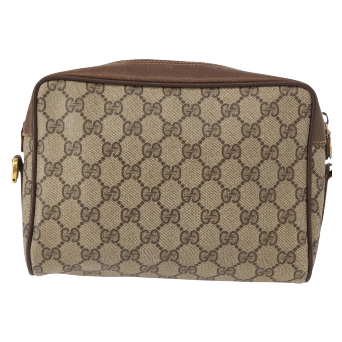 GUCCI GG Supreme Web Sherry Line Shoulder Bag PVC Beige 56 02 087 Auth 153005