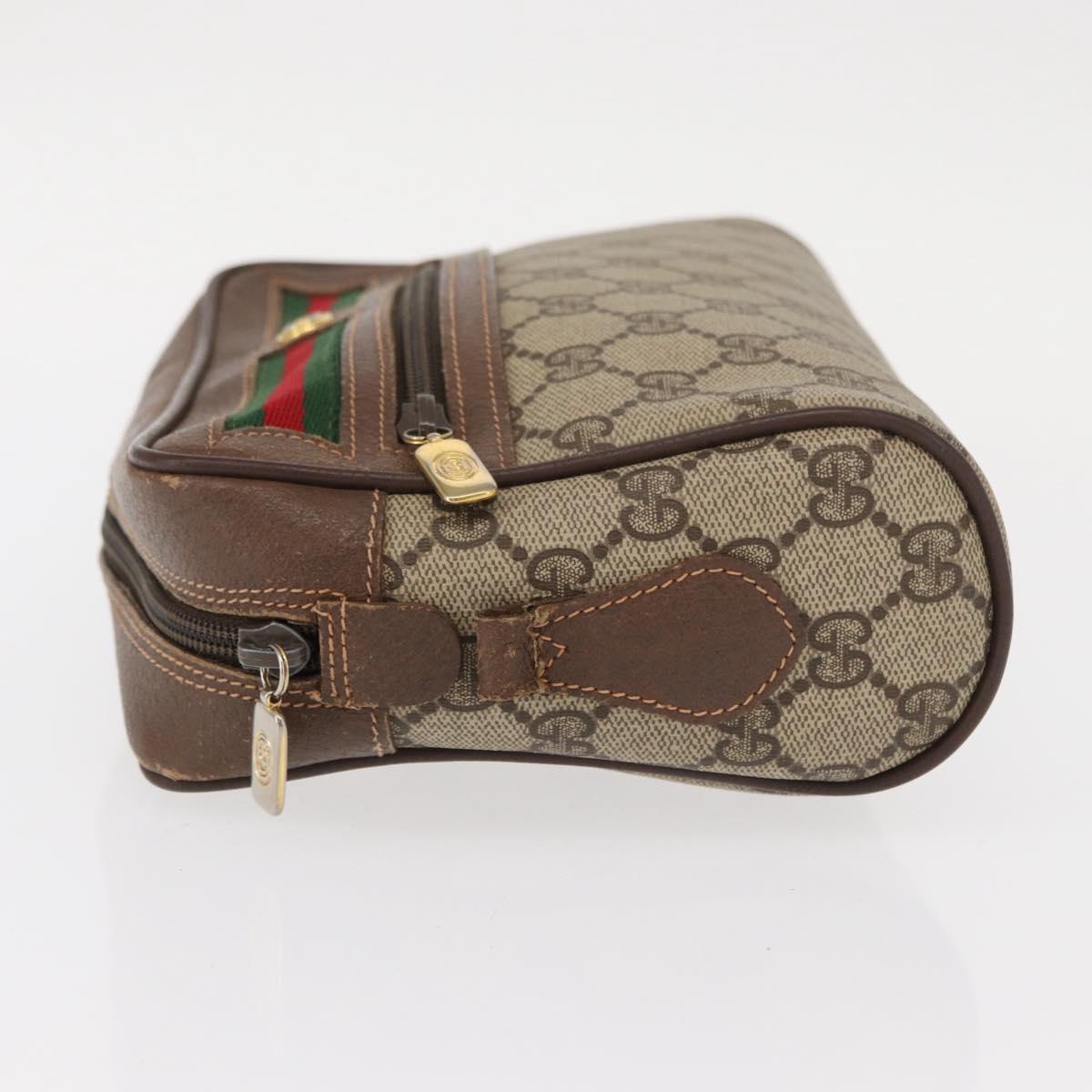 GUCCI GG Supreme Web Sherry Line Shoulder Bag PVC Beige 56 02 087 Auth 153005