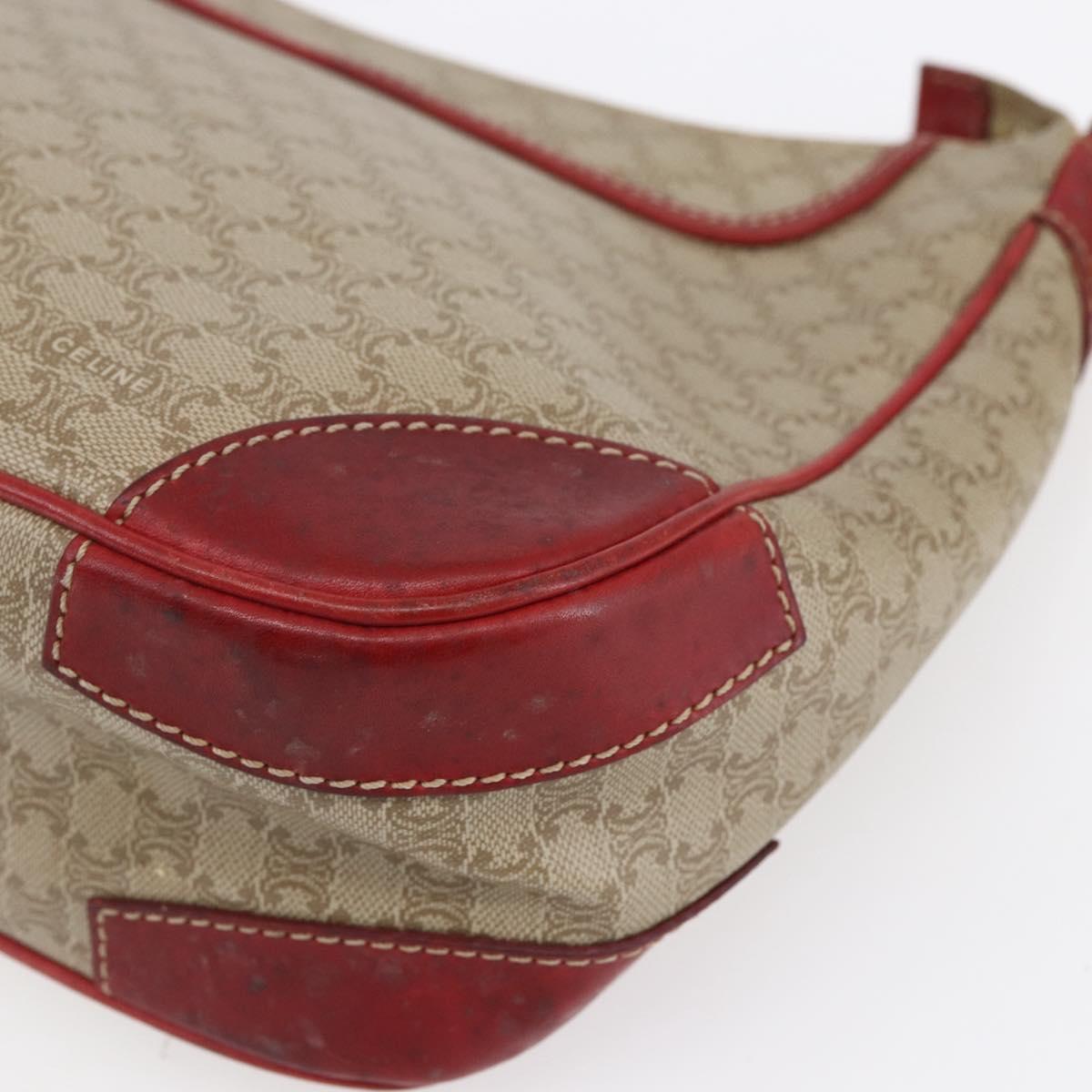 CELINE Macadam Canvas Shoulder Bag PVC Beige Gold Auth 153008