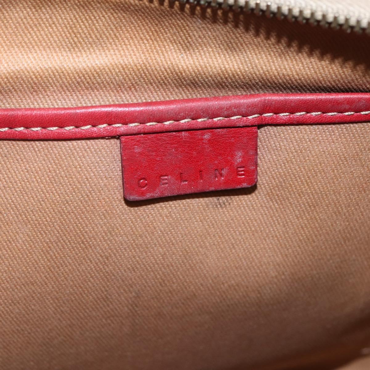 CELINE Macadam Canvas Shoulder Bag PVC Beige Gold Auth 153008
