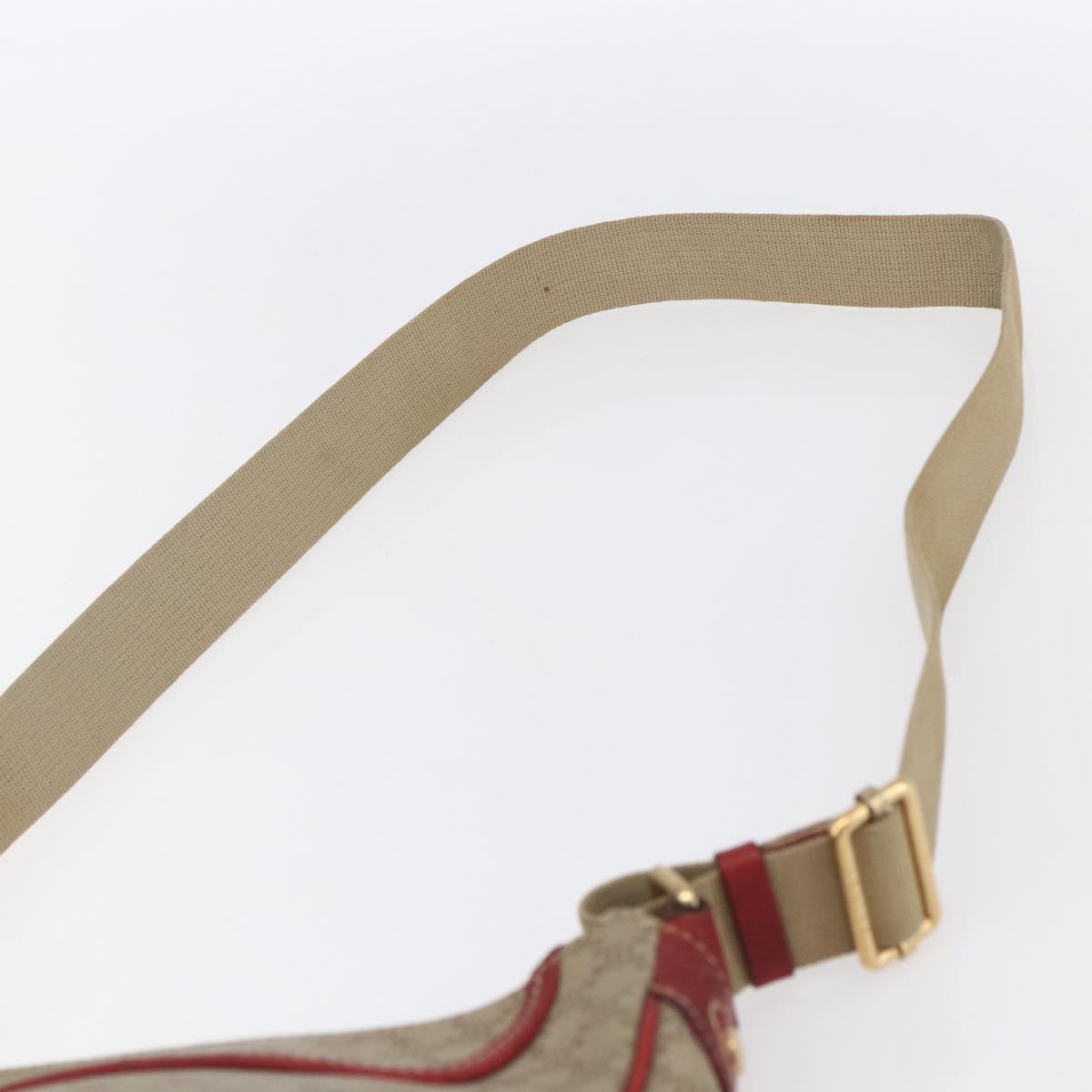 CELINE Macadam Canvas Shoulder Bag PVC Beige Gold Auth 153008