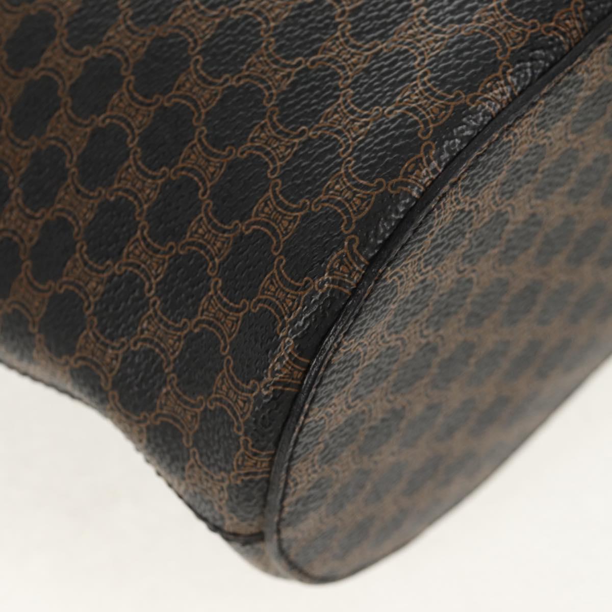 CELINE Macadam Canvas Tote Bag PVC Leather Black Gold Auth 153009V