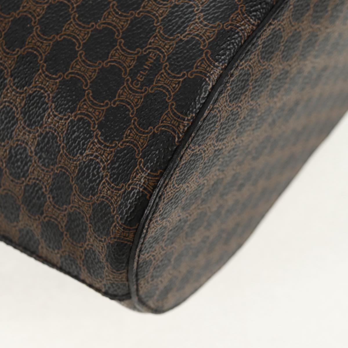 CELINE Macadam Canvas Tote Bag PVC Leather Black Gold Auth 153009V