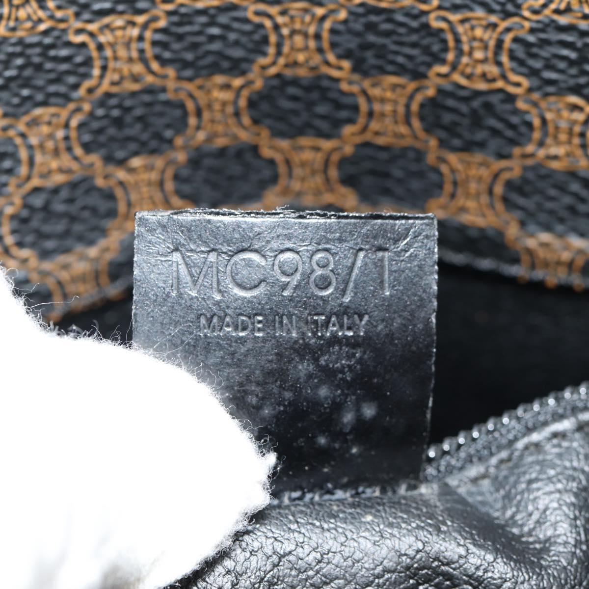 CELINE Macadam Canvas Tote Bag PVC Leather Black Gold Auth 153009V