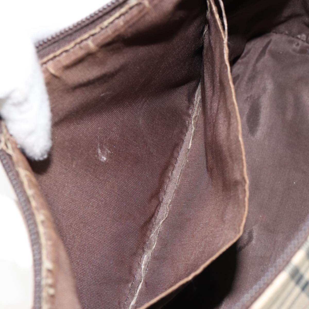 BURBERRY Nova Check Shoulder Bag Canvas Beige Silver Auth 153010