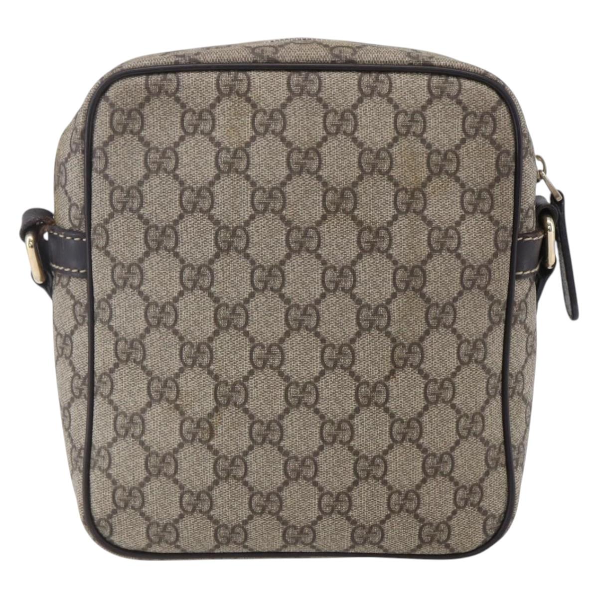 GUCCI GG Supreme Shoulder Bag PVC Beige Gold 233268 Auth 153011