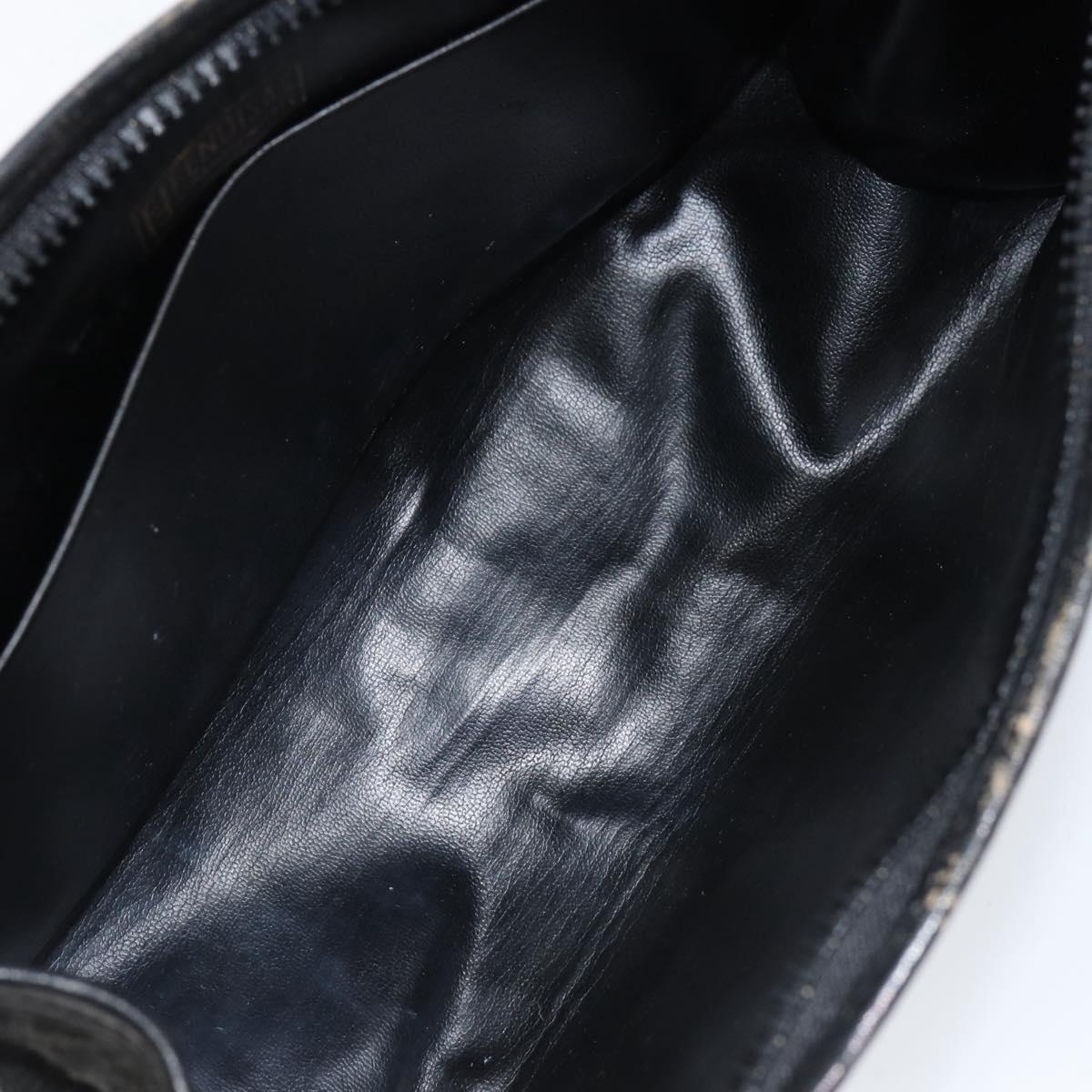 FENDI Zucchino Canvas Clutch Bag Black Auth 153013