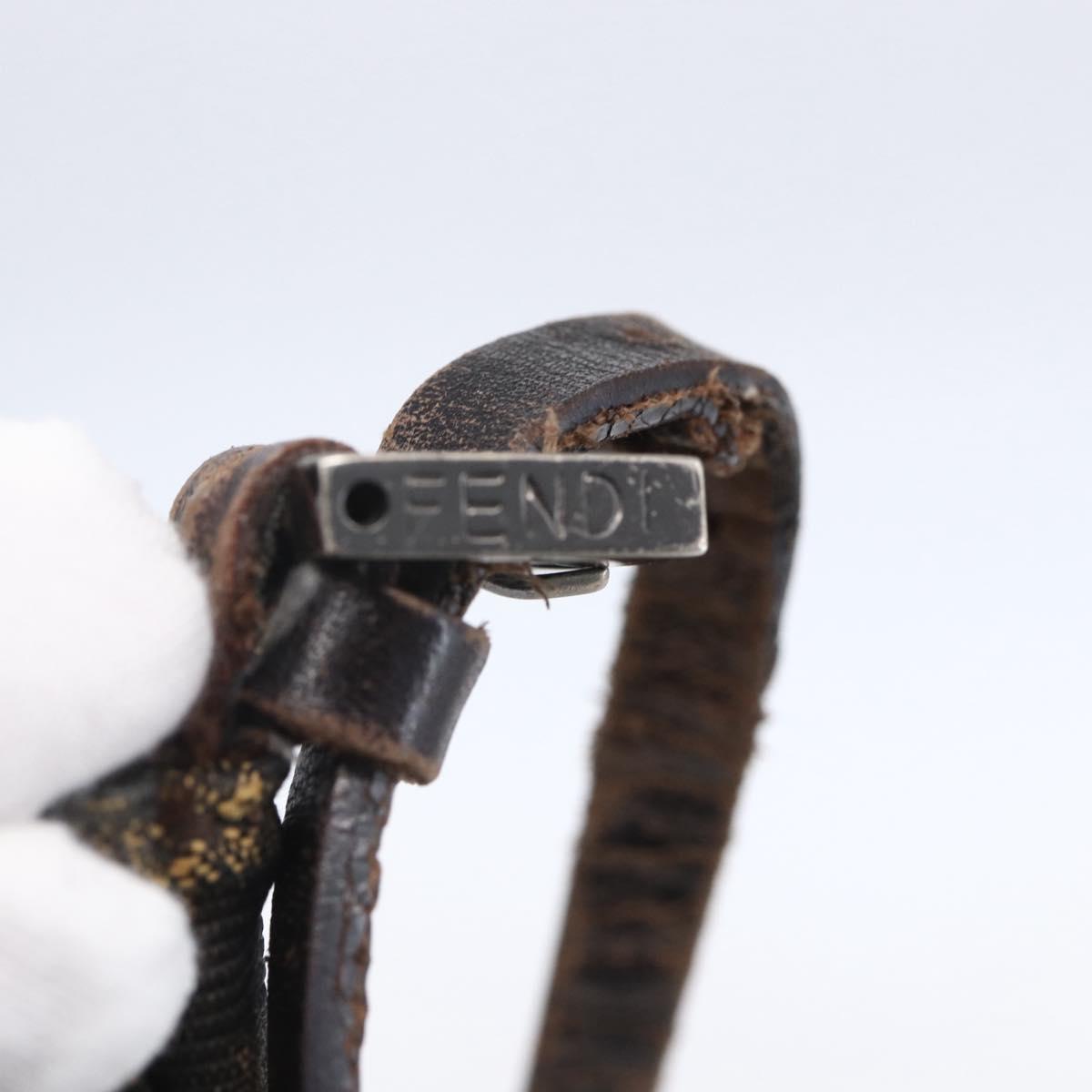 FENDI Zucca Canvas Shoulder Bag Black Brown Auth 153017