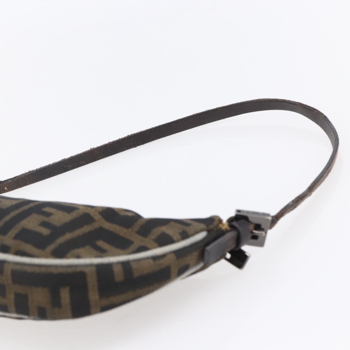 FENDI Zucca Canvas Shoulder Bag Black Brown Auth 153017