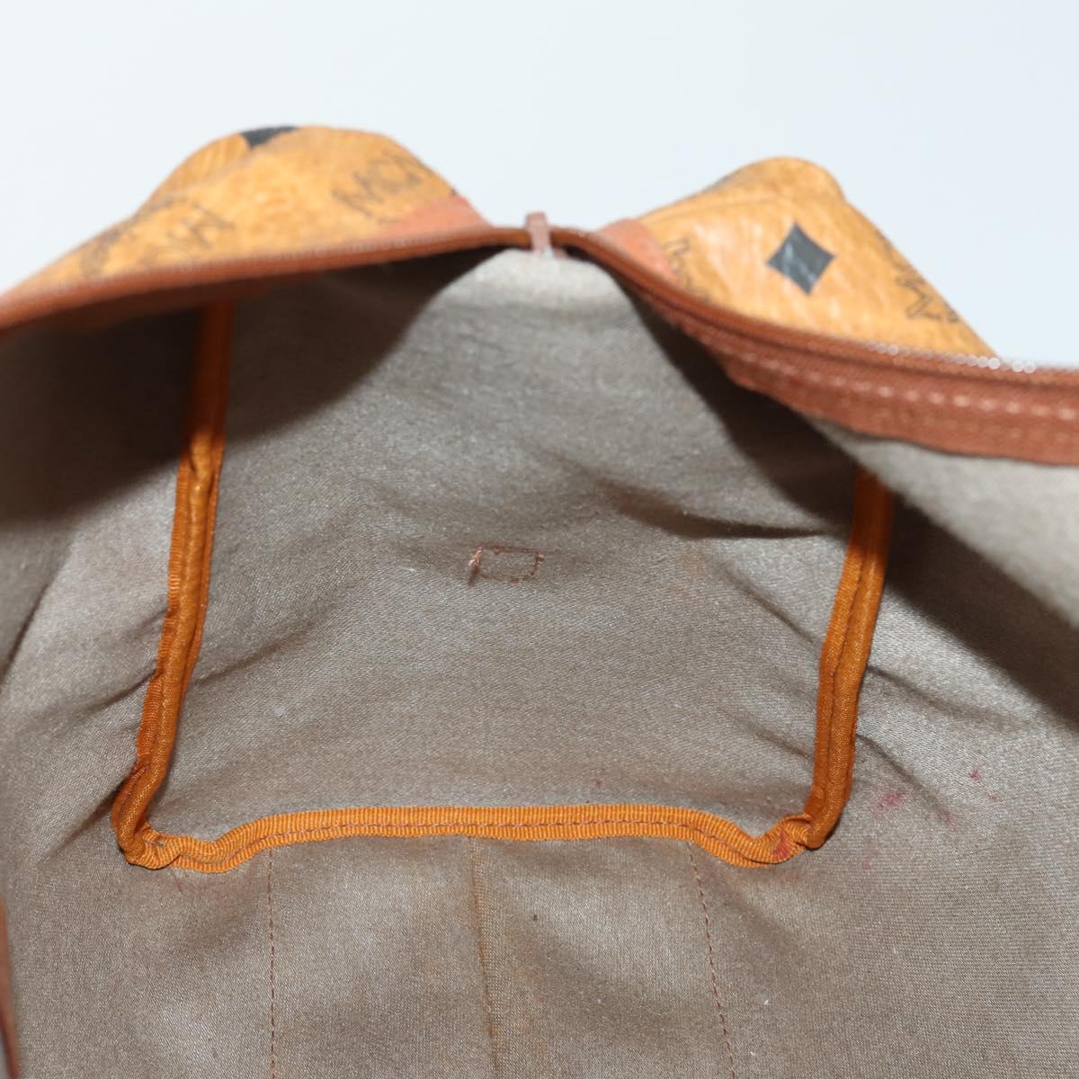 MCM Logogram Vicetos Boston Bag PVC Leather Brown Gold Auth 153018