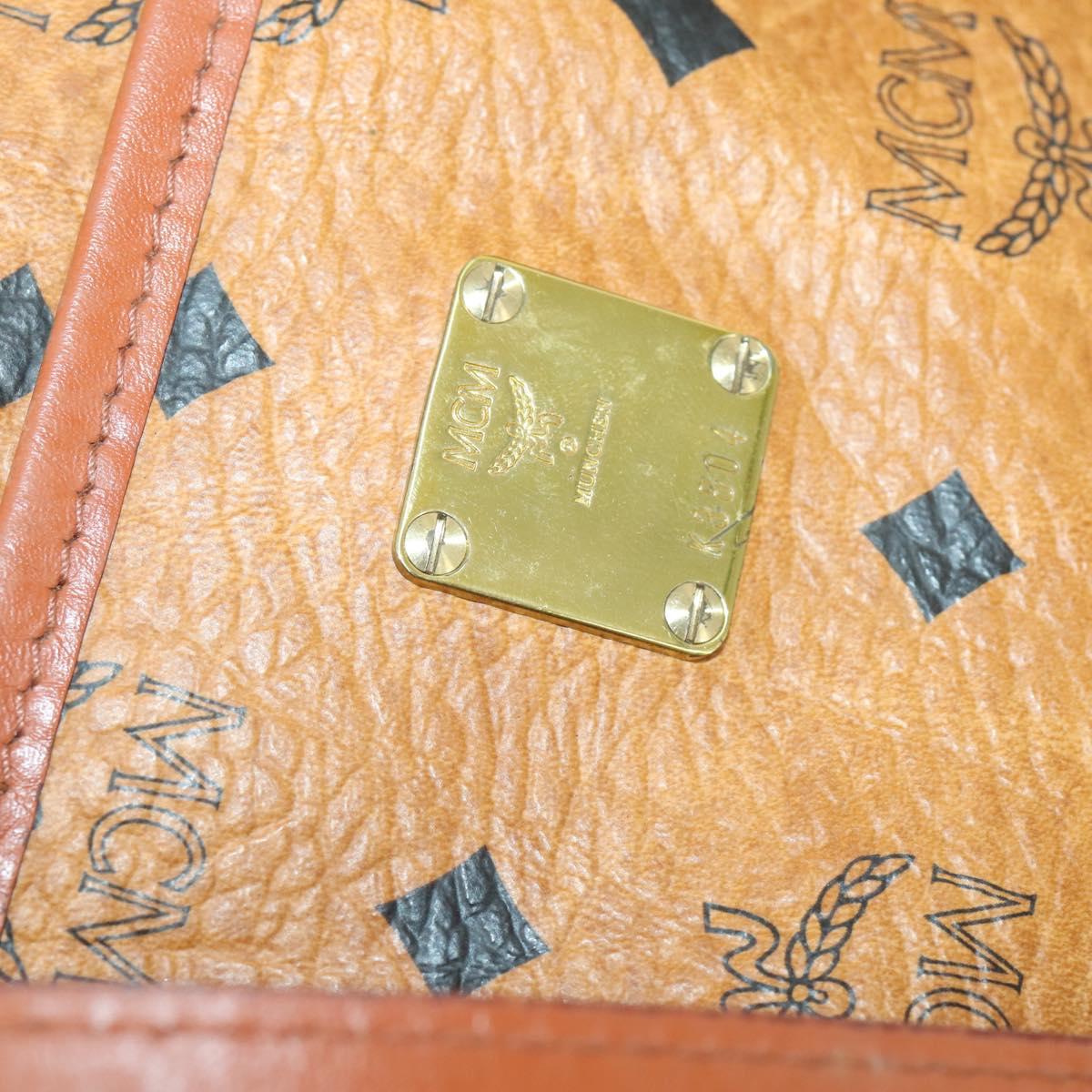 MCM Logogram Vicetos Boston Bag PVC Leather Brown Gold Auth 153018