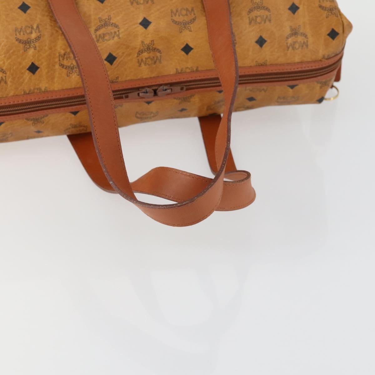 MCM Logogram Vicetos Boston Bag PVC Leather Brown Gold Auth 153018