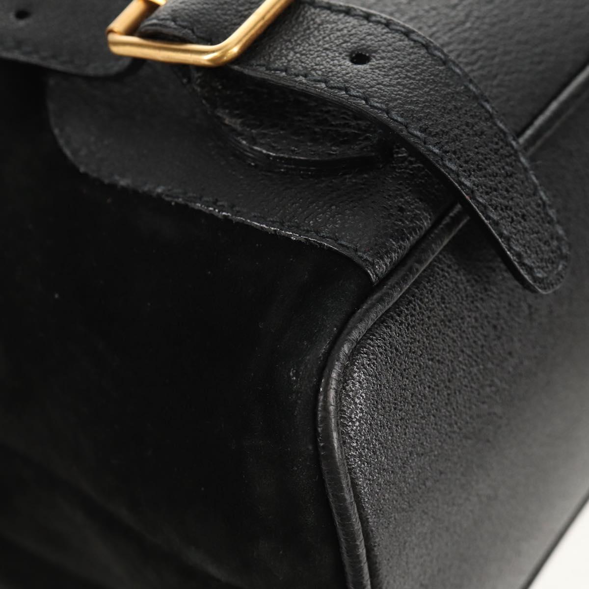 GUCCI Bamboo Backpack Suede Black Gold 003 2058 0016 Auth 153019V