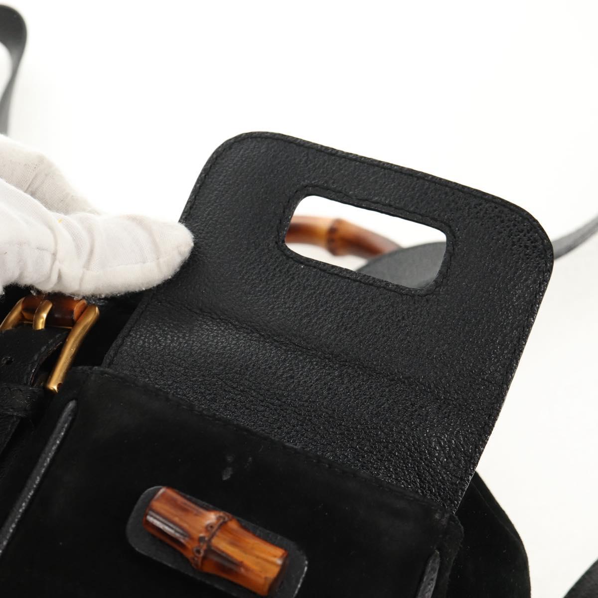 GUCCI Bamboo Backpack Suede Black Gold 003 2058 0016 Auth 153019V