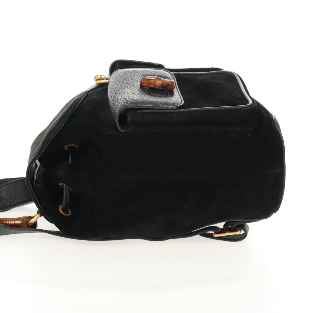 GUCCI Bamboo Backpack Suede Black Gold 003 2058 0016 Auth 153019V