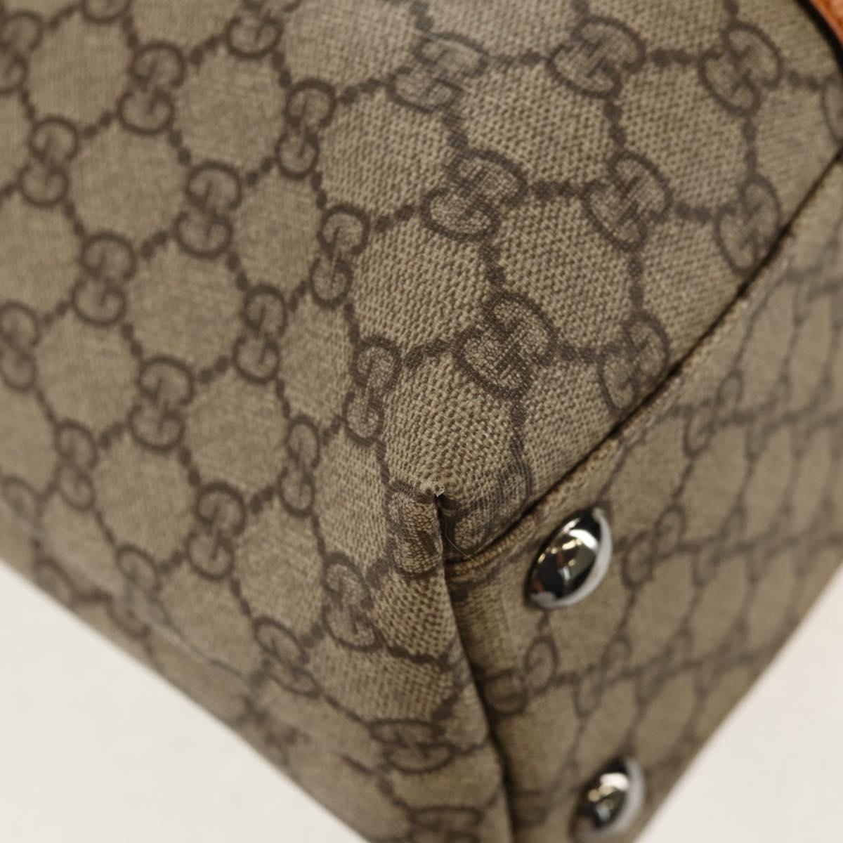 GUCCI GG Supreme Tote Bag PVC Beige Silver 114288 Auth 153030V