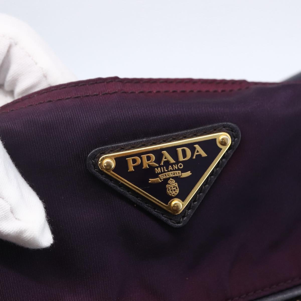 PRADA Tote Bag Nylon Purple Gold Auth 153031