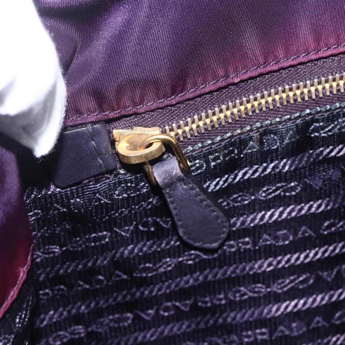 PRADA Tote Bag Nylon Purple Gold Auth 153031