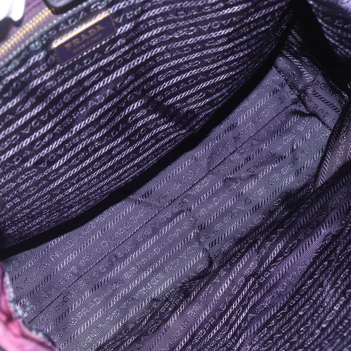PRADA Tote Bag Nylon Purple Gold Auth 153031