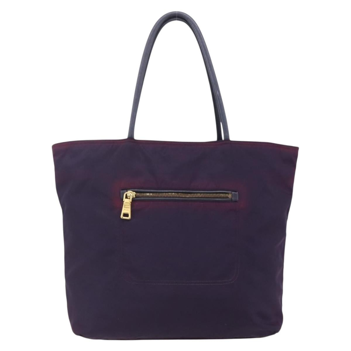 PRADA Tote Bag Nylon Purple Gold Auth 153031