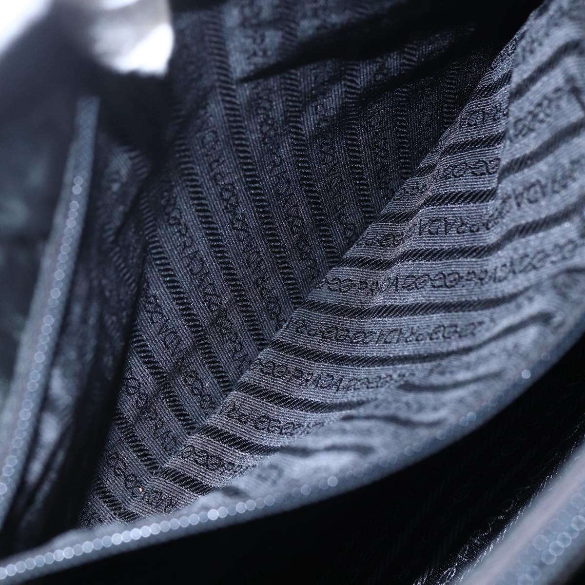 PRADA Tote Bag Nylon Black Silver Auth 153032