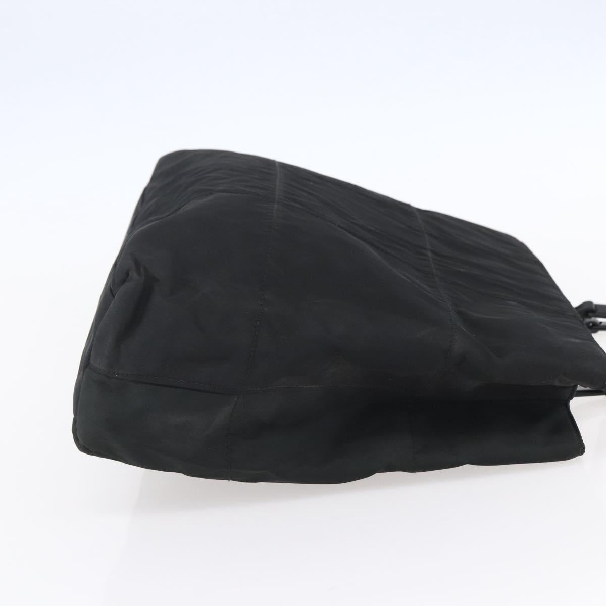 PRADA Tote Bag Nylon Black Silver Auth 153032