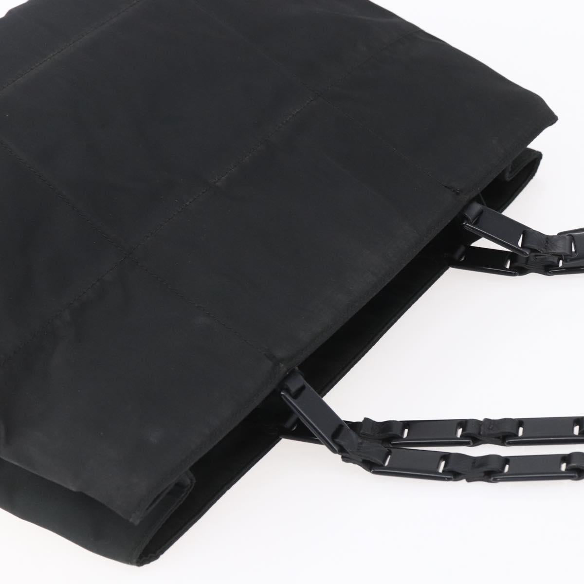 PRADA Tote Bag Nylon Black Silver Auth 153032