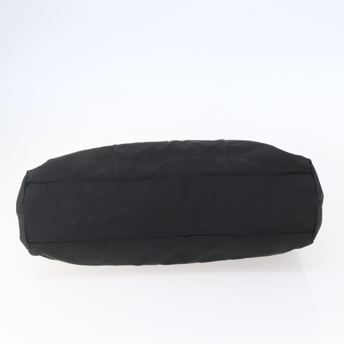 PRADA Tote Bag Nylon Black Silver Auth 153032