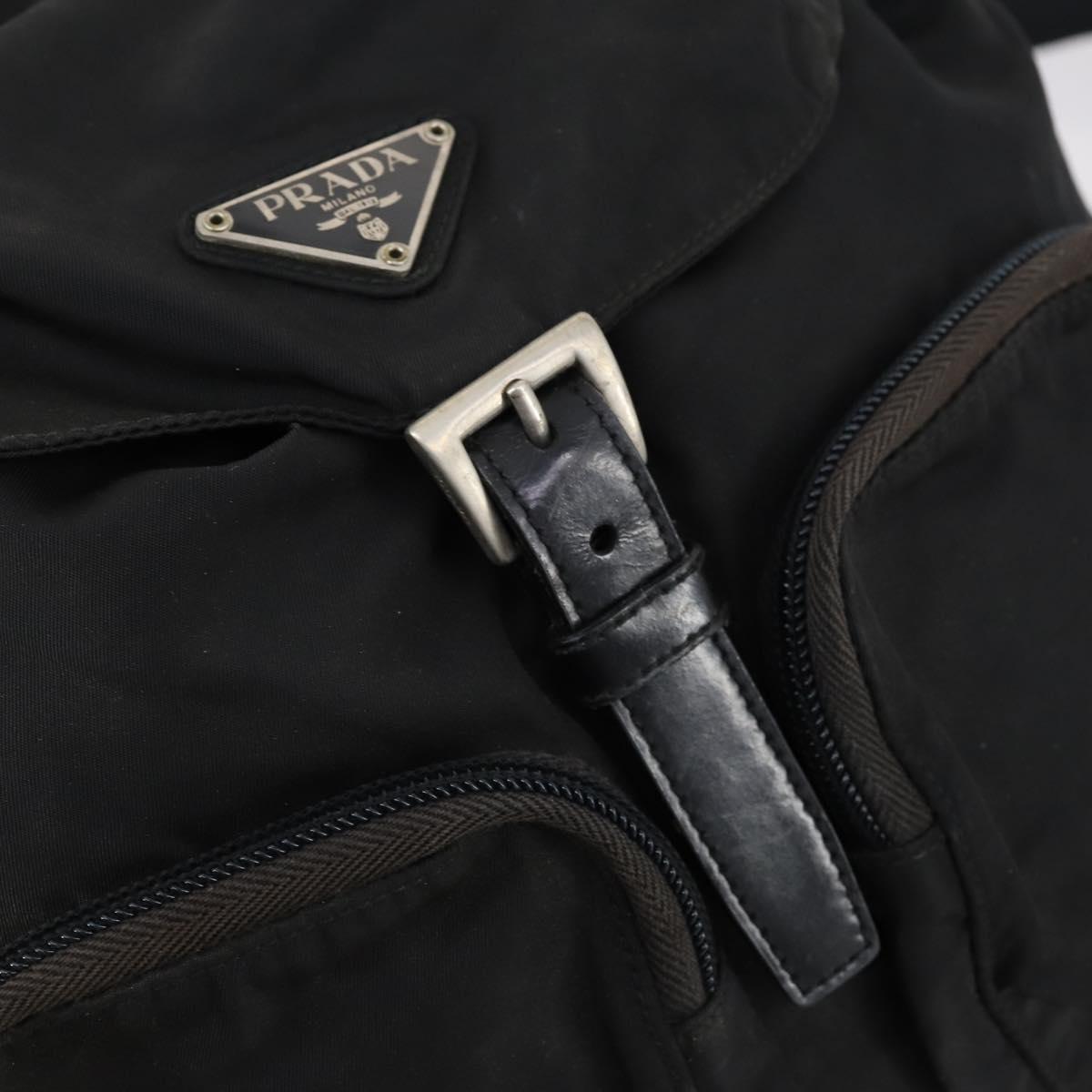 PRADA Backpack Nylon Black Silver Auth 153034