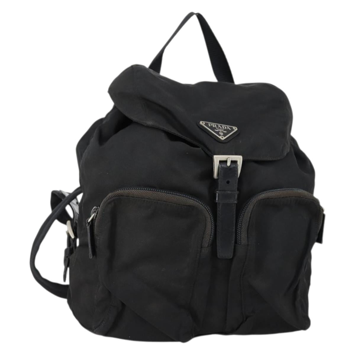 PRADA Backpack Nylon Black Silver Auth 153034