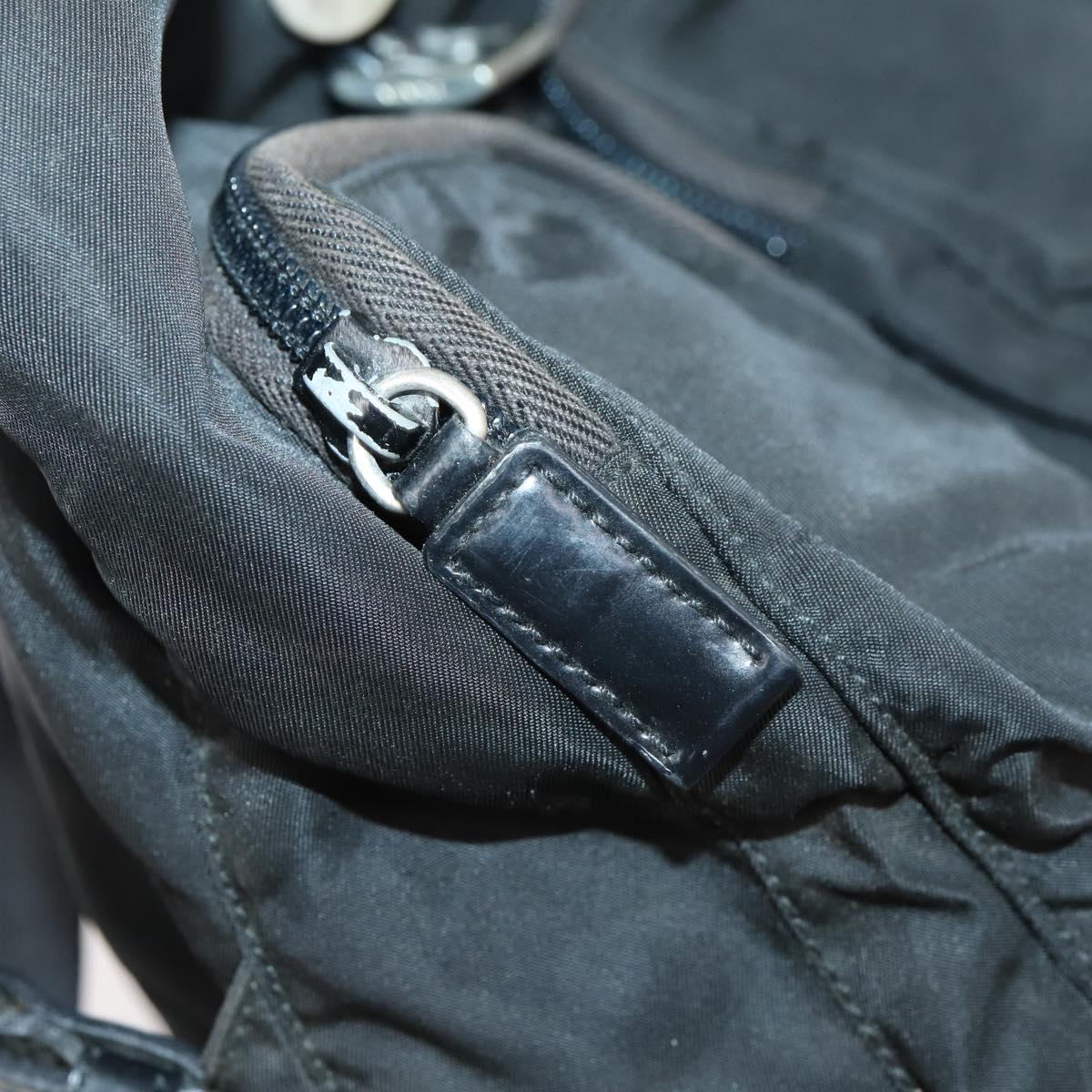 PRADA Backpack Nylon Black Silver Auth 153034