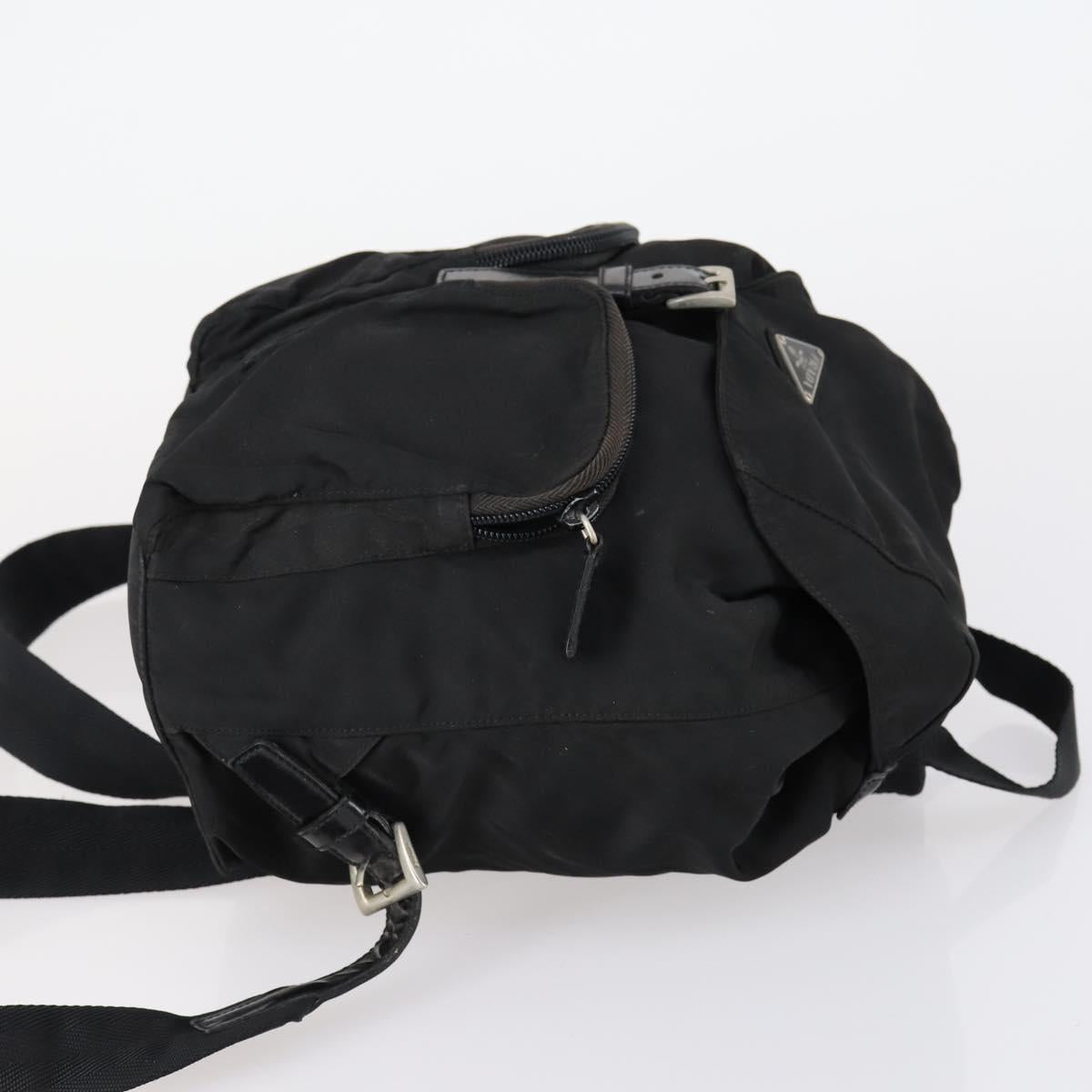 PRADA Backpack Nylon Black Silver Auth 153034
