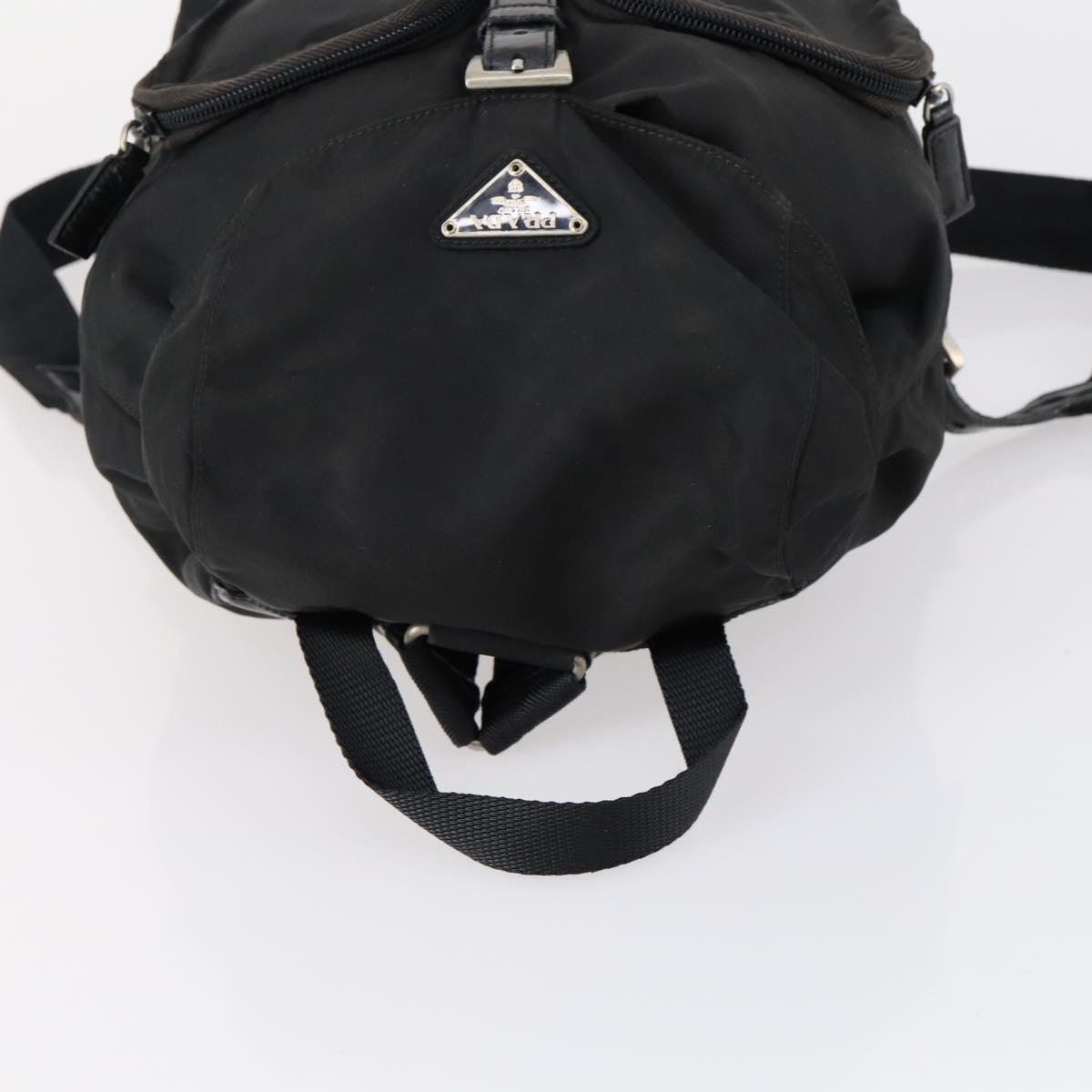 PRADA Backpack Nylon Black Silver Auth 153034