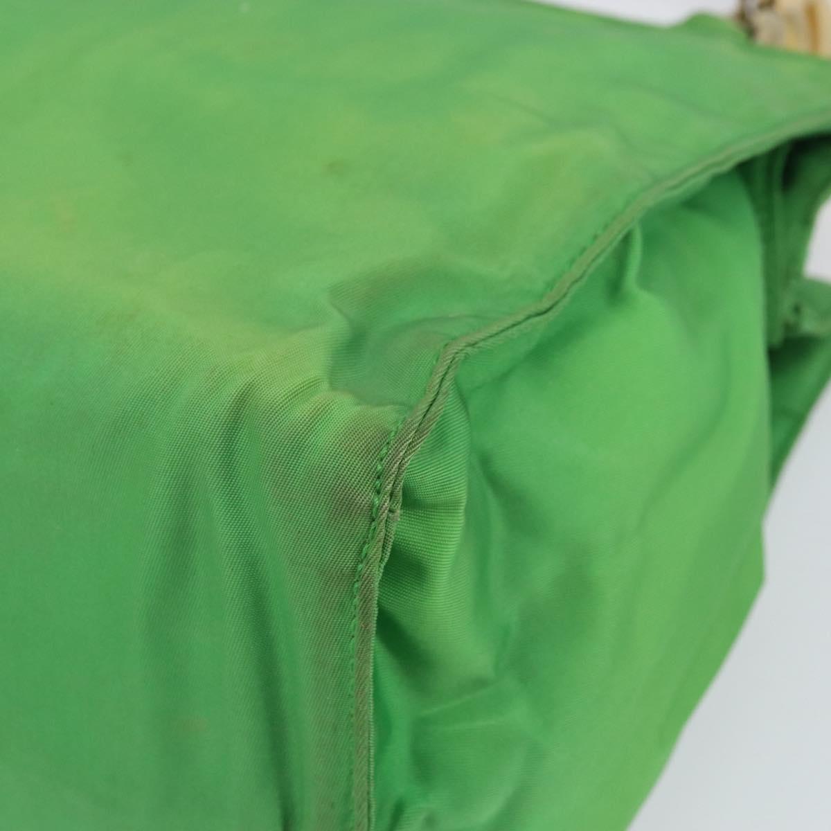 PRADA Tote Bag Nylon Green Gold Auth 153035