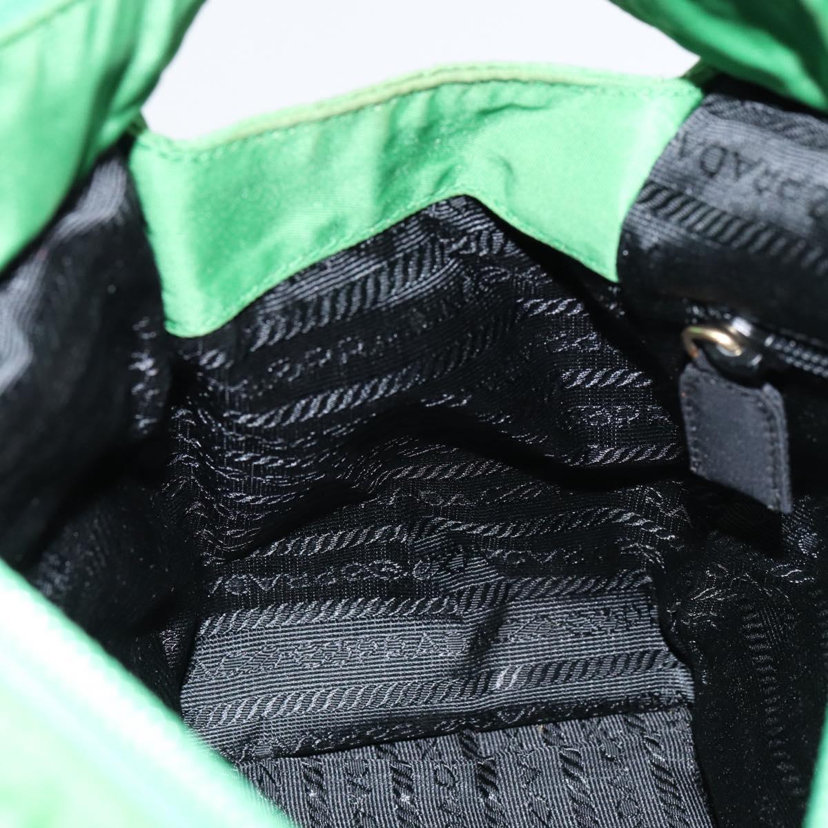 PRADA Tote Bag Nylon Green Gold Auth 153035