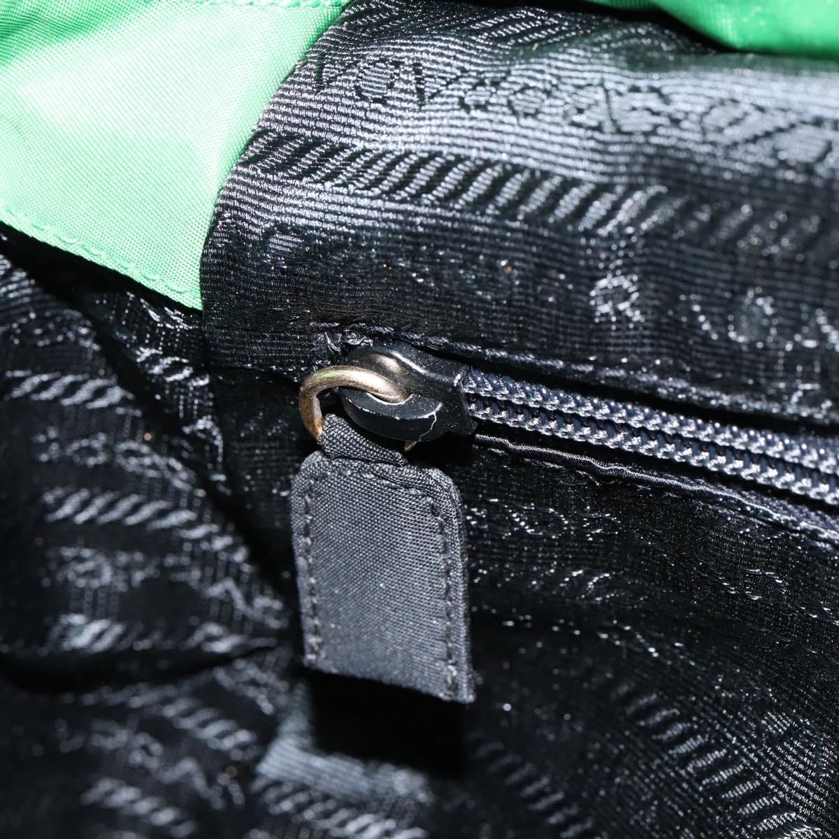 PRADA Tote Bag Nylon Green Gold Auth 153035
