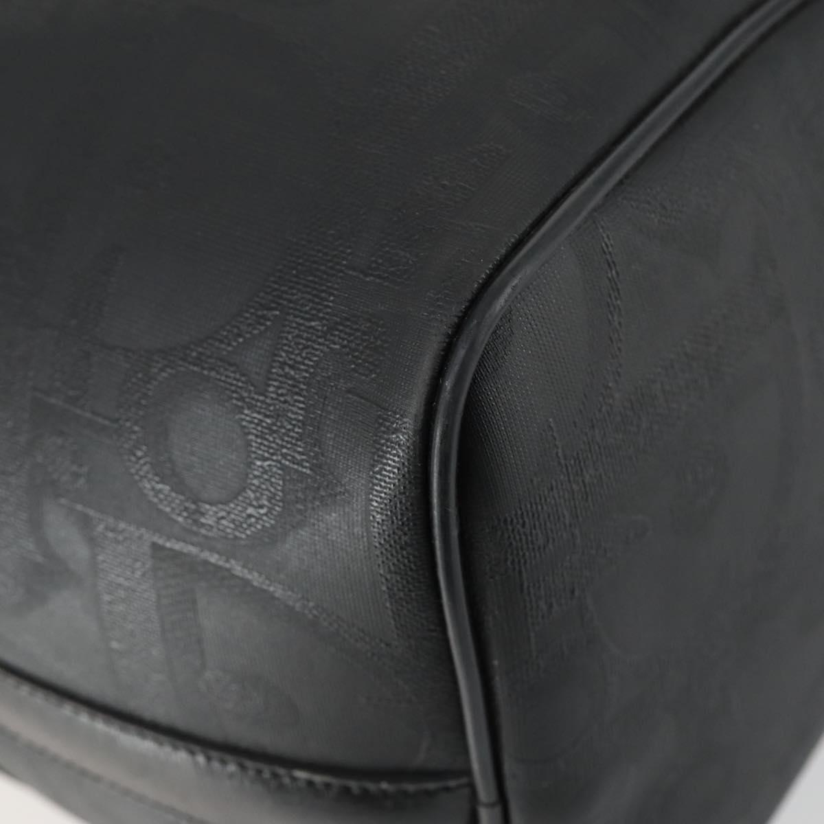 Christian Dior Trotter Canvas Boston Bag PVC Black Gold Auth 153036