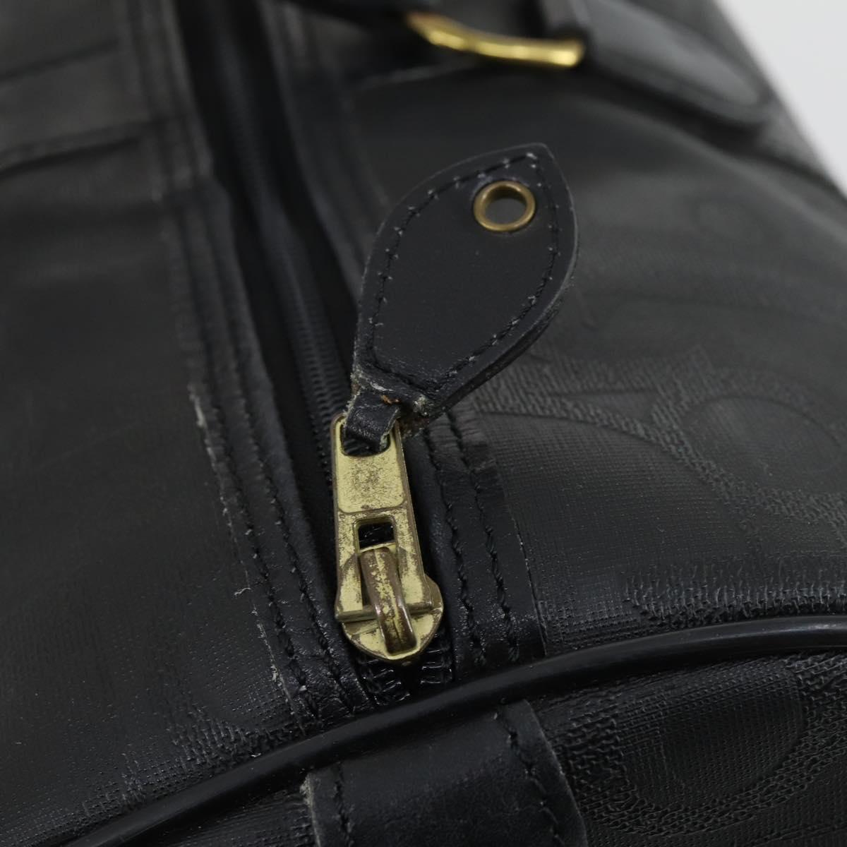 Christian Dior Trotter Canvas Boston Bag PVC Black Gold Auth 153036