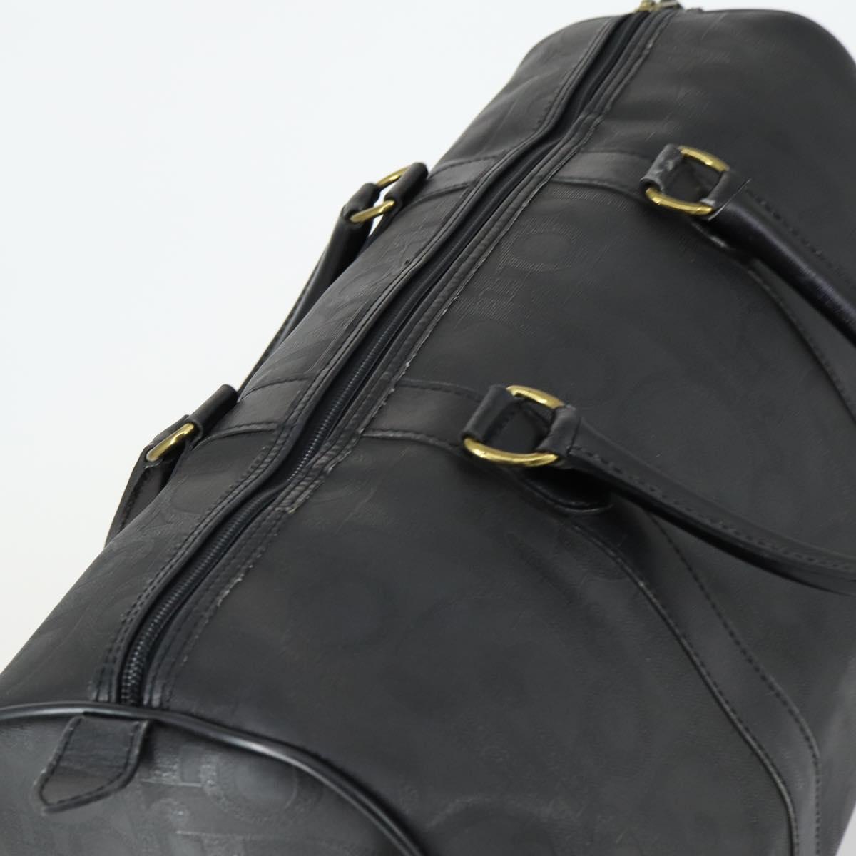 Christian Dior Trotter Canvas Boston Bag PVC Black Gold Auth 153036