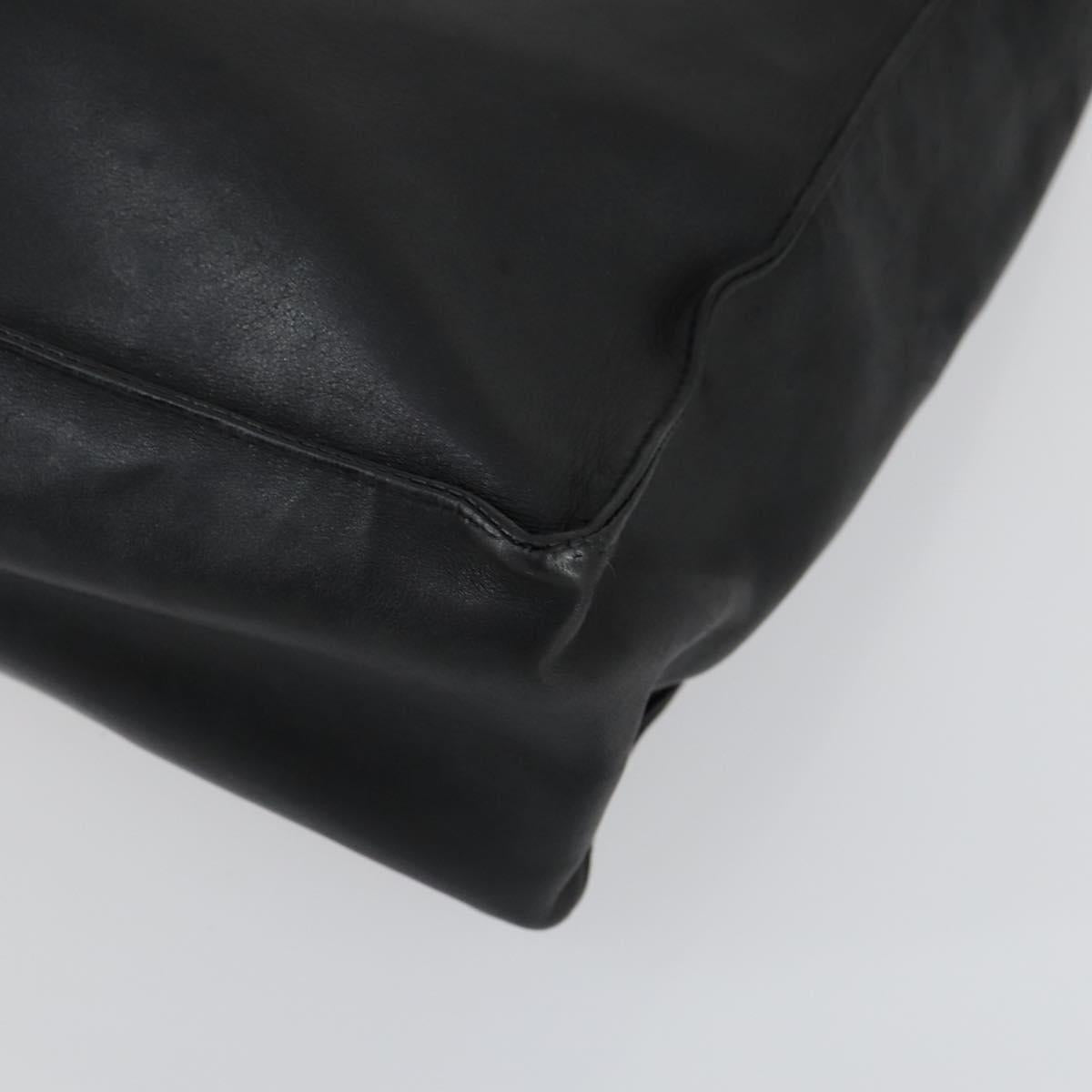 CHANEL COCO Mark Chain Shoulder Bag Lamb Skin Black Gold CC Auth 153038