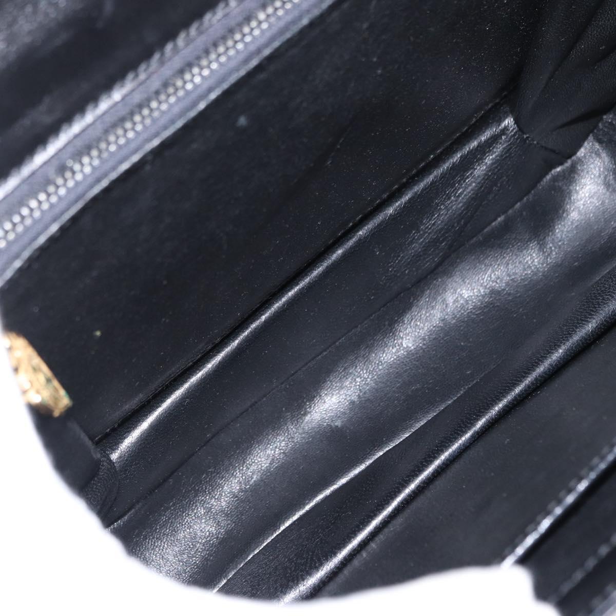 GUCCI Shoulder Bag Leather Black Gold Auth 153040