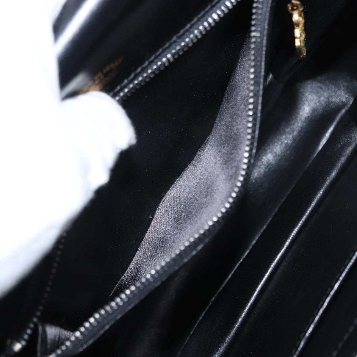 GUCCI Shoulder Bag Leather Black Gold Auth 153040