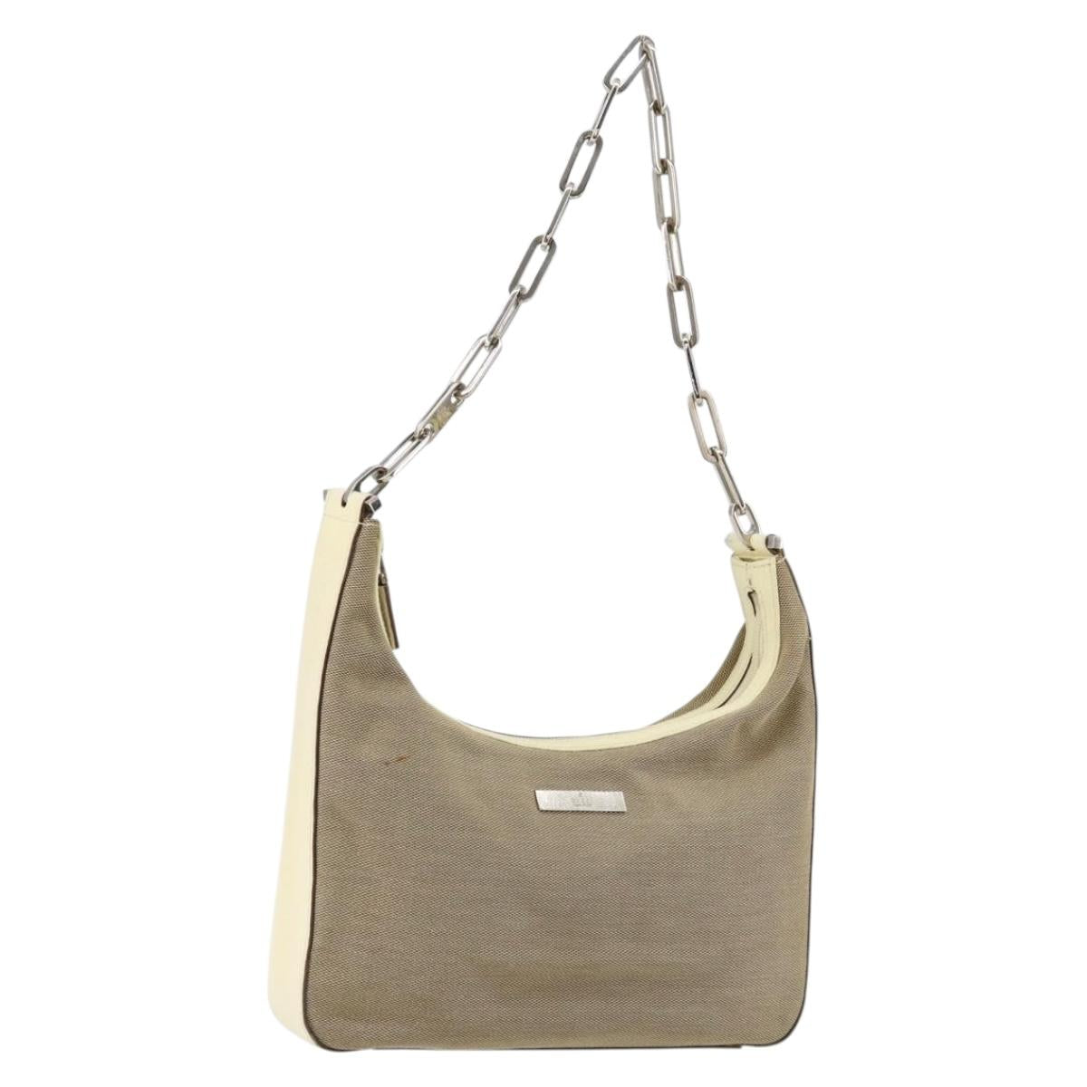 GUCCI Chain Shoulder Bag Canvas Beige Silver 001 3873 3754 Auth 153043
