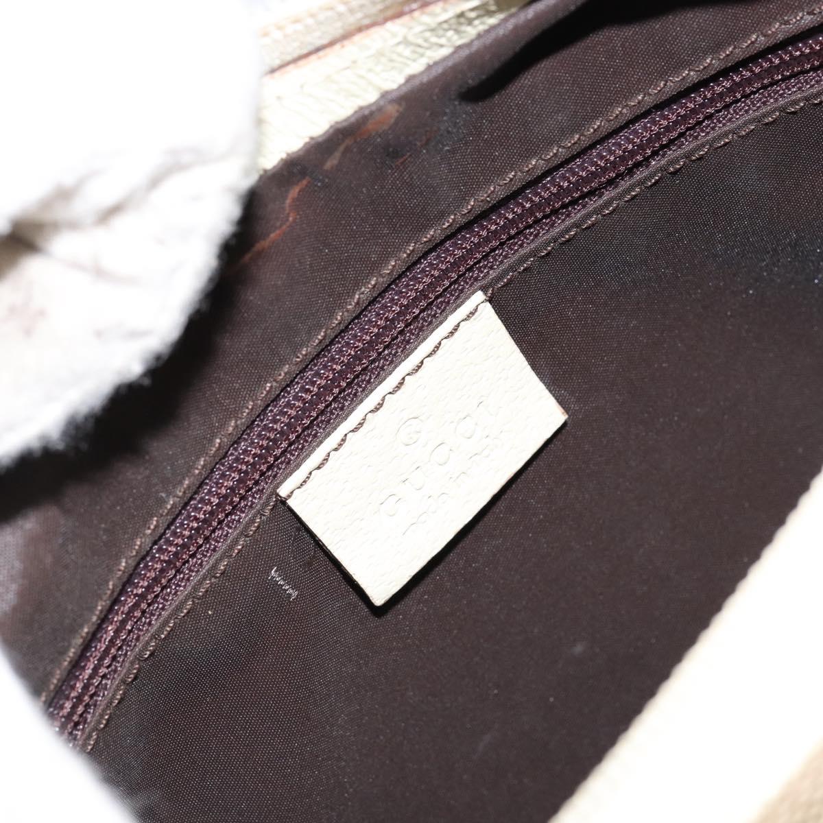 GUCCI Chain Shoulder Bag Canvas Beige Silver 001 3873 3754 Auth 153043