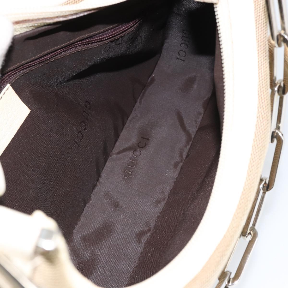 GUCCI Chain Shoulder Bag Canvas Beige Silver 001 3873 3754 Auth 153043