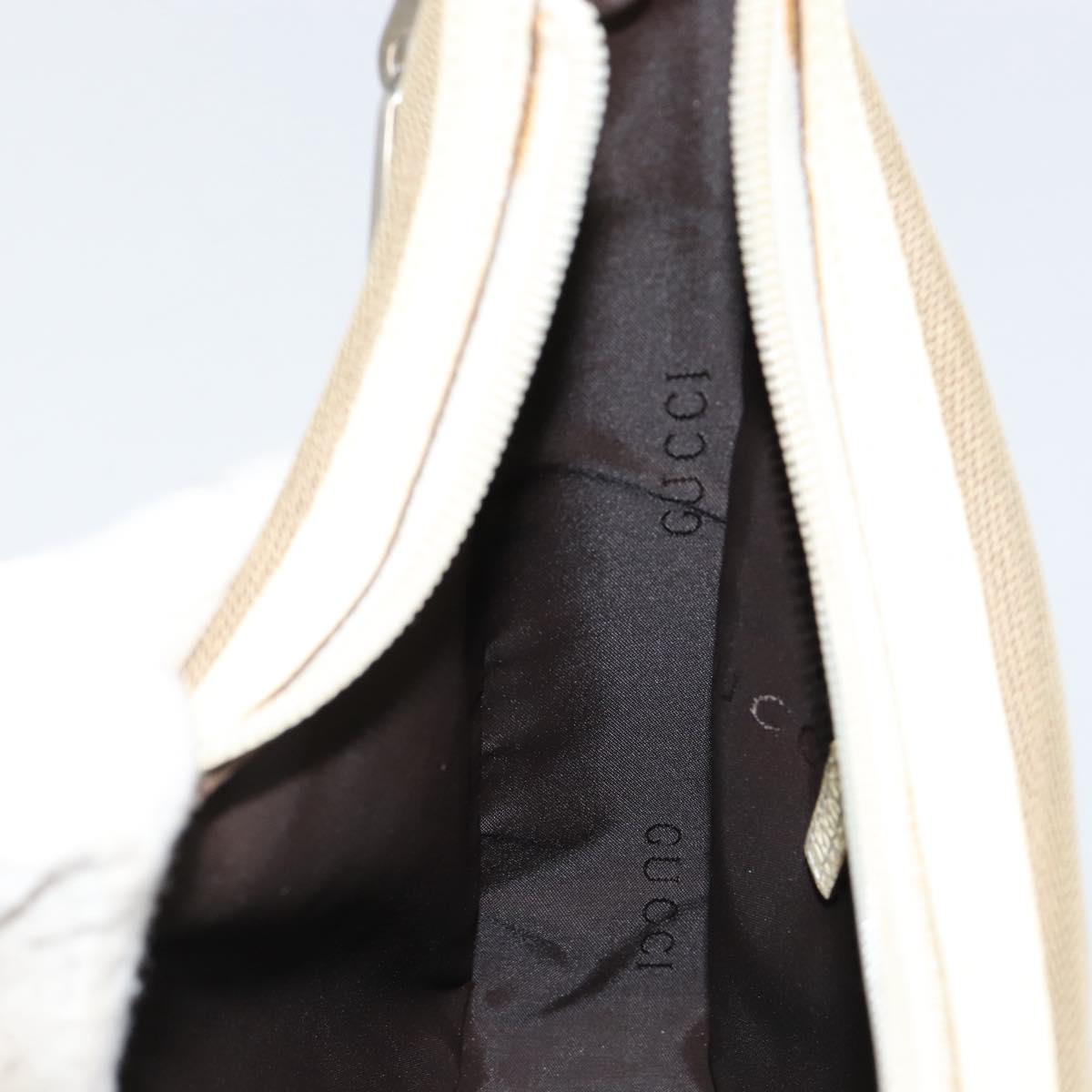 GUCCI Chain Shoulder Bag Canvas Beige Silver 001 3873 3754 Auth 153043