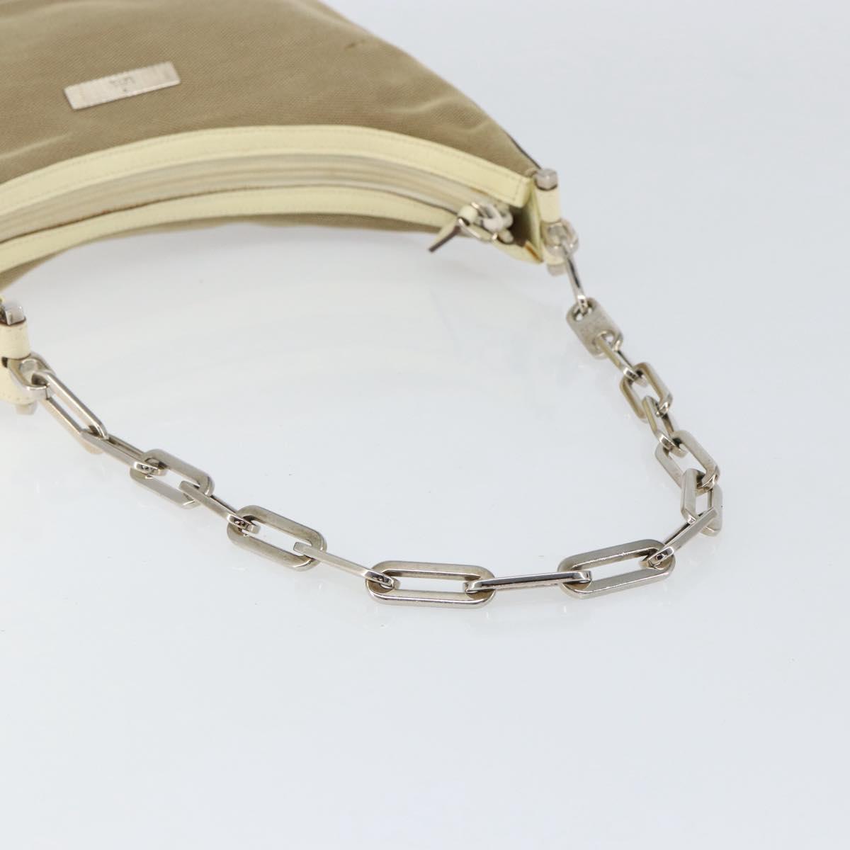 GUCCI Chain Shoulder Bag Canvas Beige Silver 001 3873 3754 Auth 153043
